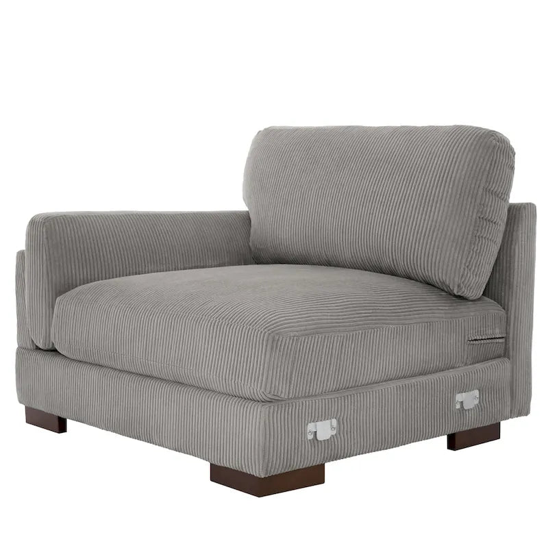 Nowoczesna sofa z sztruksu o szerokości 90 cali z głębokim siedziskiem