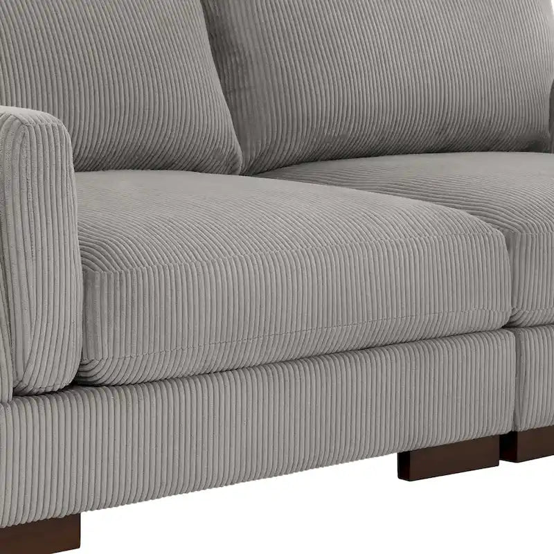 Nowoczesna sofa z sztruksu o szerokości 90 cali z głębokim siedziskiem
