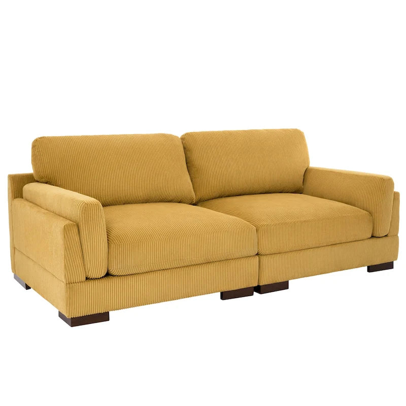 Nowoczesna sofa z sztruksu o szerokości 90 cali z głębokim siedziskiem