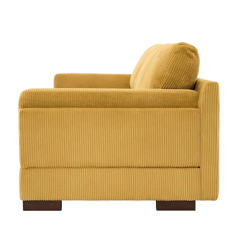 Nowoczesna sofa z sztruksu o szerokości 90 cali z głębokim siedziskiem