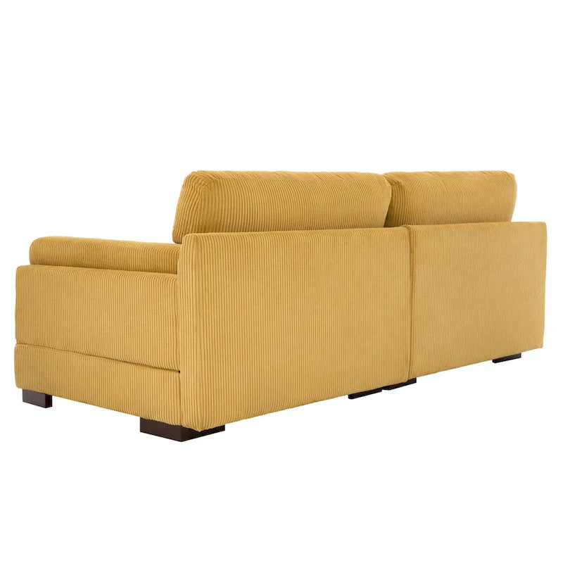 Nowoczesna sofa z sztruksu o szerokości 90 cali z głębokim siedziskiem