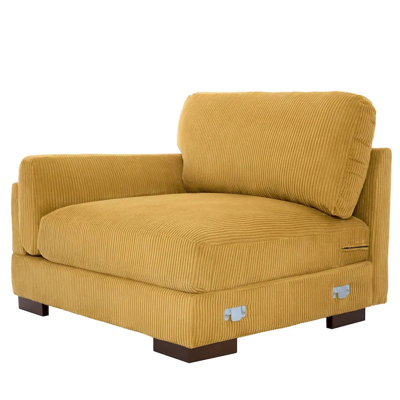 Nowoczesna sofa z sztruksu o szerokości 90 cali z głębokim siedziskiem