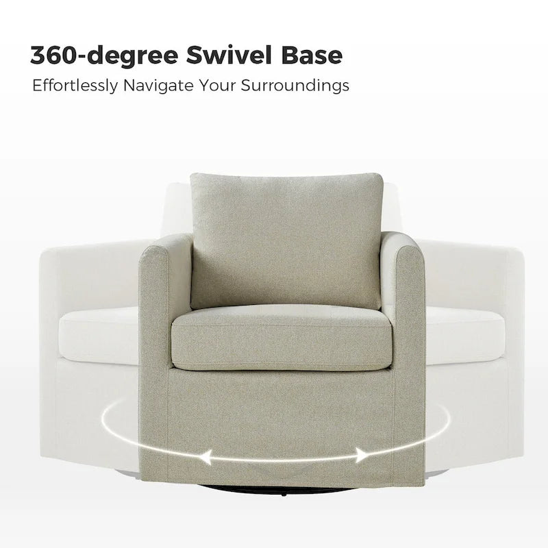 Modern 360° Swivel Accent Chair with Removable Slipcover