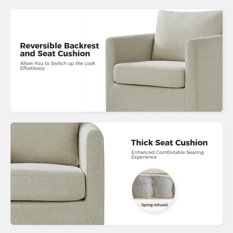 Modern 360° Swivel Accent Chair with Removable Slipcover