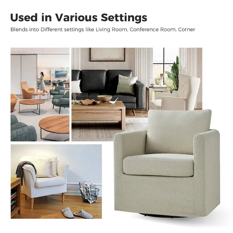 Modern 360° Swivel Accent Chair with Removable Slipcover
