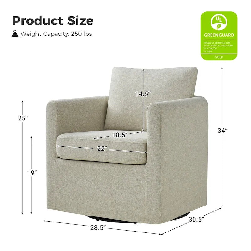 Modern 360° Swivel Accent Chair with Removable Slipcover