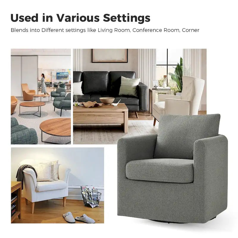 Modern 360° Swivel Accent Chair with Removable Slipcover