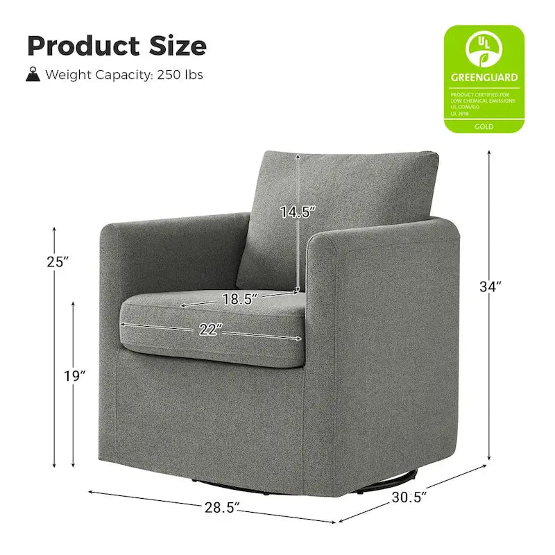Modern 360° Swivel Accent Chair with Removable Slipcover