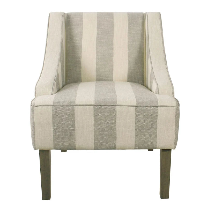 Classic Swoop Arm Accent Chair in Stripe Fabric