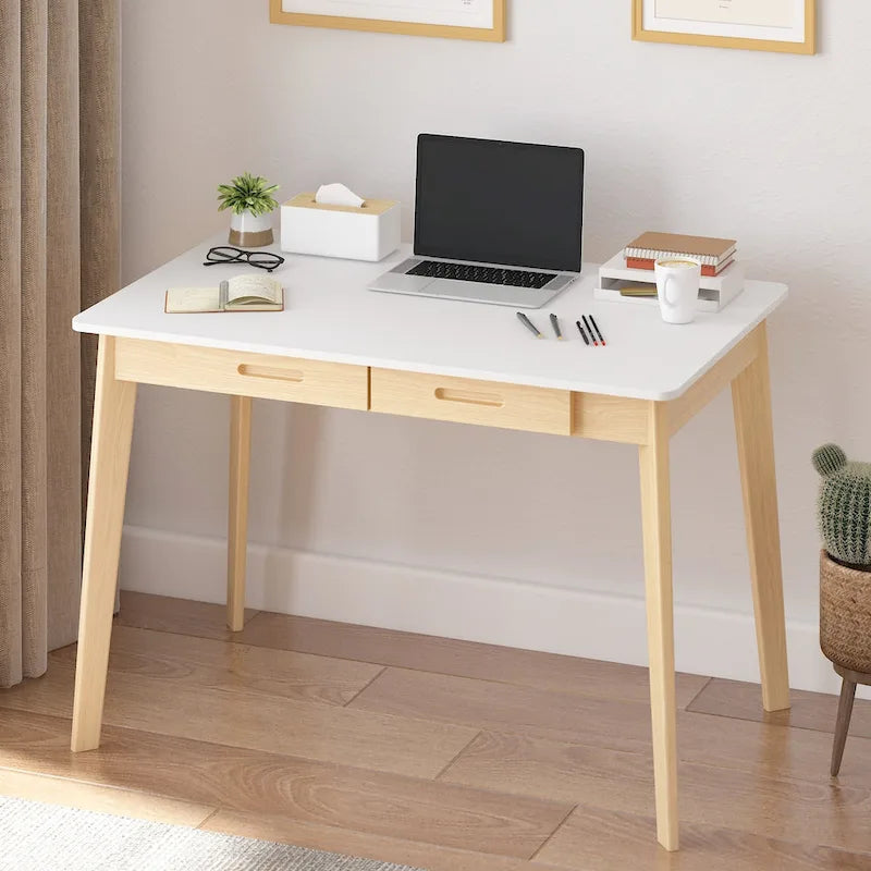 Scrivania in legno per scrivere e computer con ampio piano