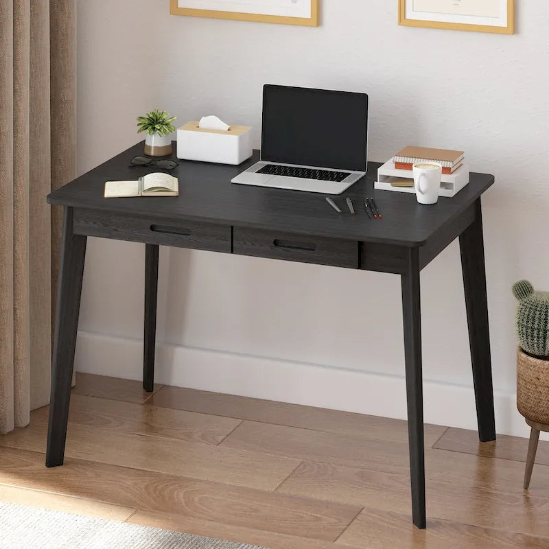 Scrivania in legno per scrivere e computer con ampio piano