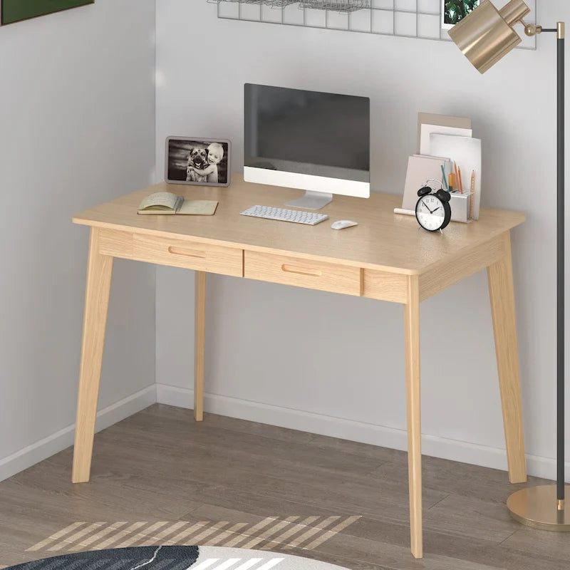 Scrivania in legno per scrivere e computer con ampio piano