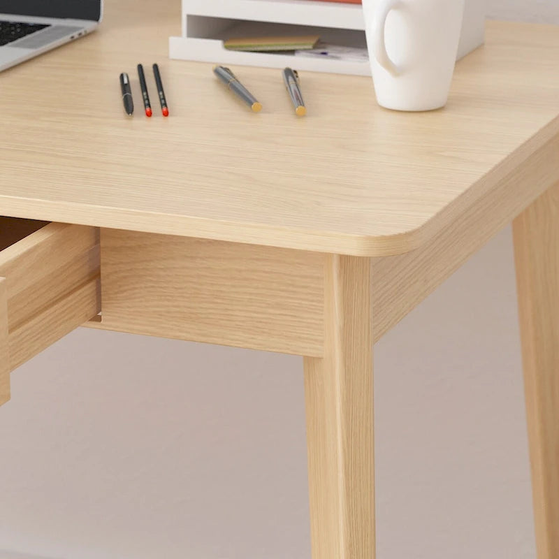 Scrivania in legno per scrivere e computer con ampio piano