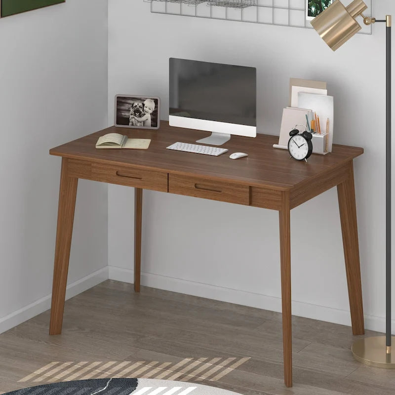 Scrivania in legno per scrivere e computer con ampio piano