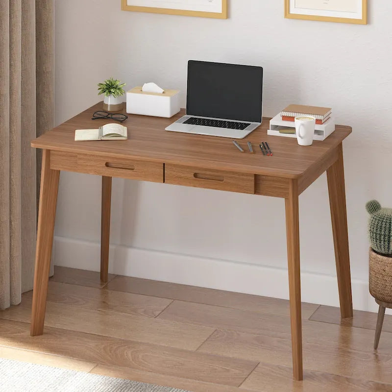 Scrivania in legno per scrivere e computer con ampio piano