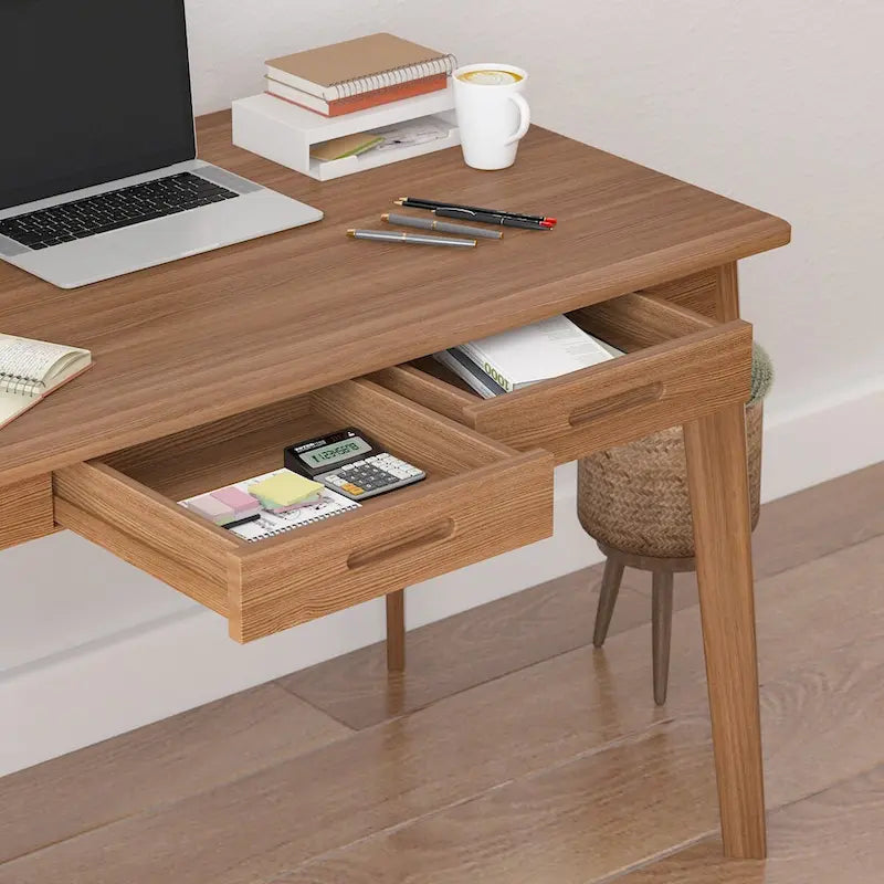 Scrivania in legno per scrivere e computer con ampio piano