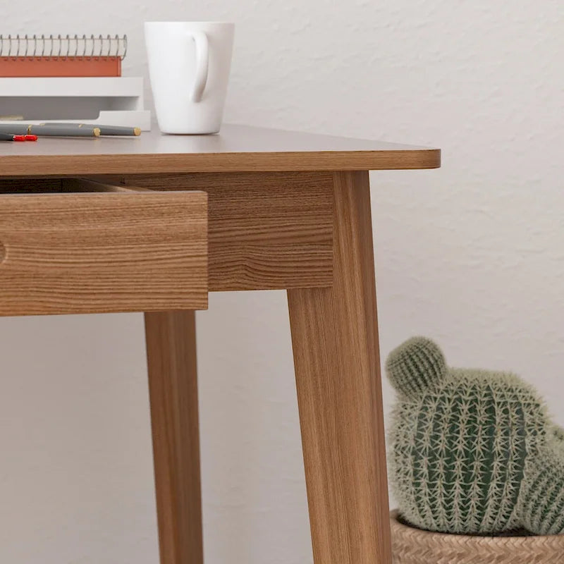 Scrivania in legno per scrivere e computer con ampio piano