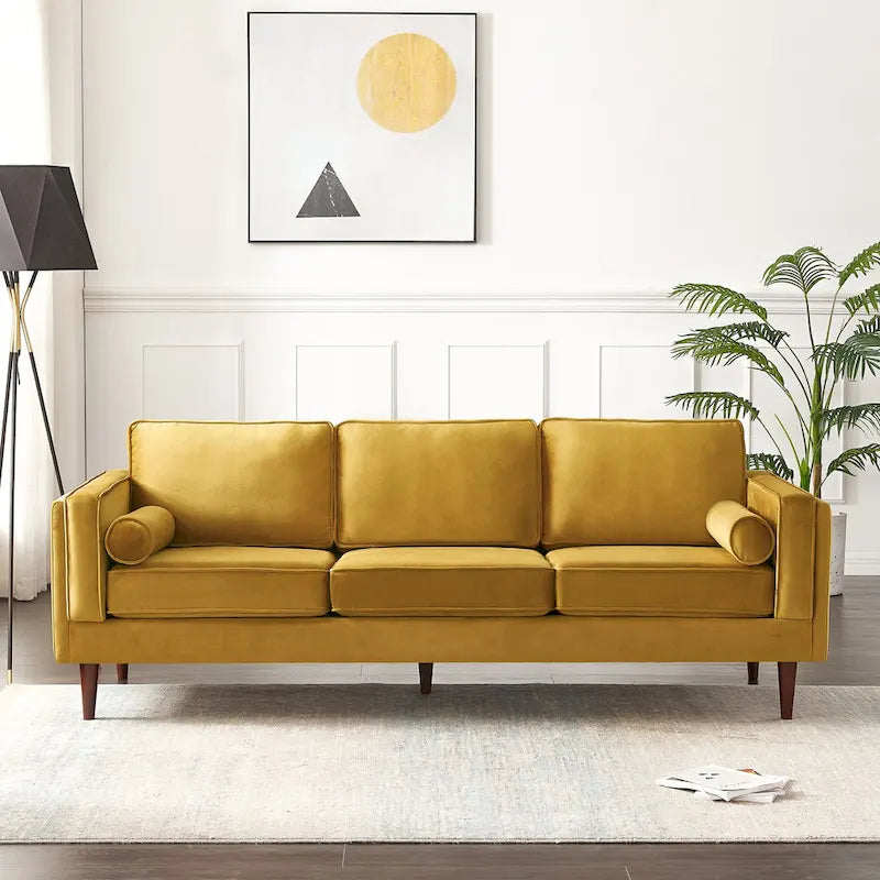 Divano in velluto moderno mid-century da 88 pollici con cuscini dello schienale reversibili