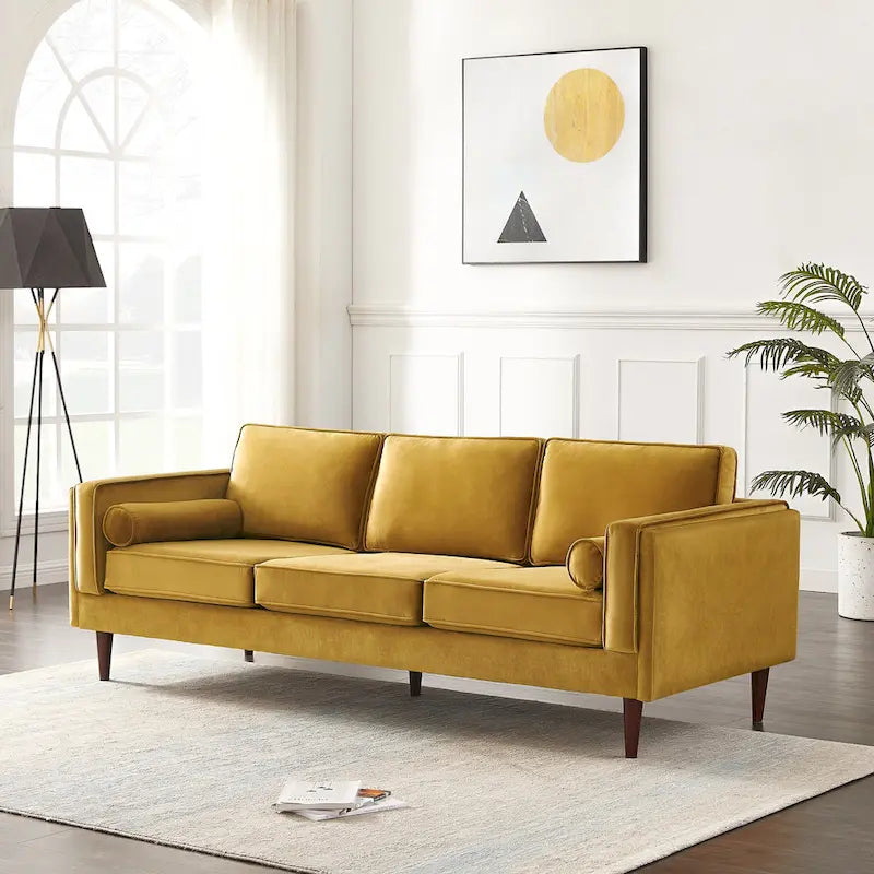 Divano in velluto moderno mid-century da 88 pollici con cuscini dello schienale reversibili