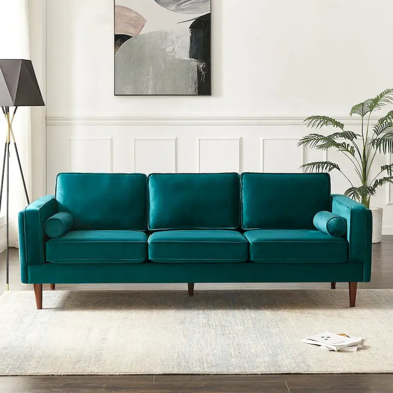 Divano in velluto moderno mid-century da 88 pollici con cuscini dello schienale reversibili