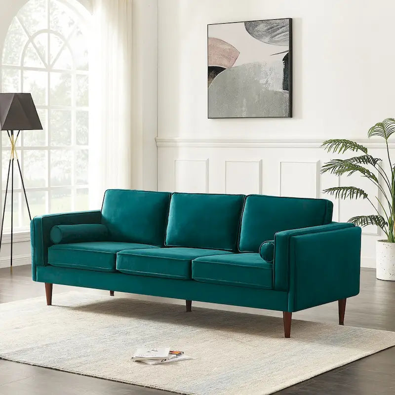 Divano in velluto moderno mid-century da 88 pollici con cuscini dello schienale reversibili