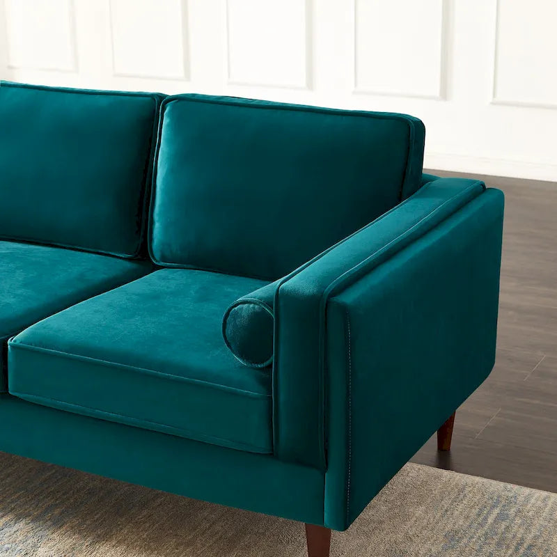 Divano in velluto moderno mid-century da 88 pollici con cuscini dello schienale reversibili