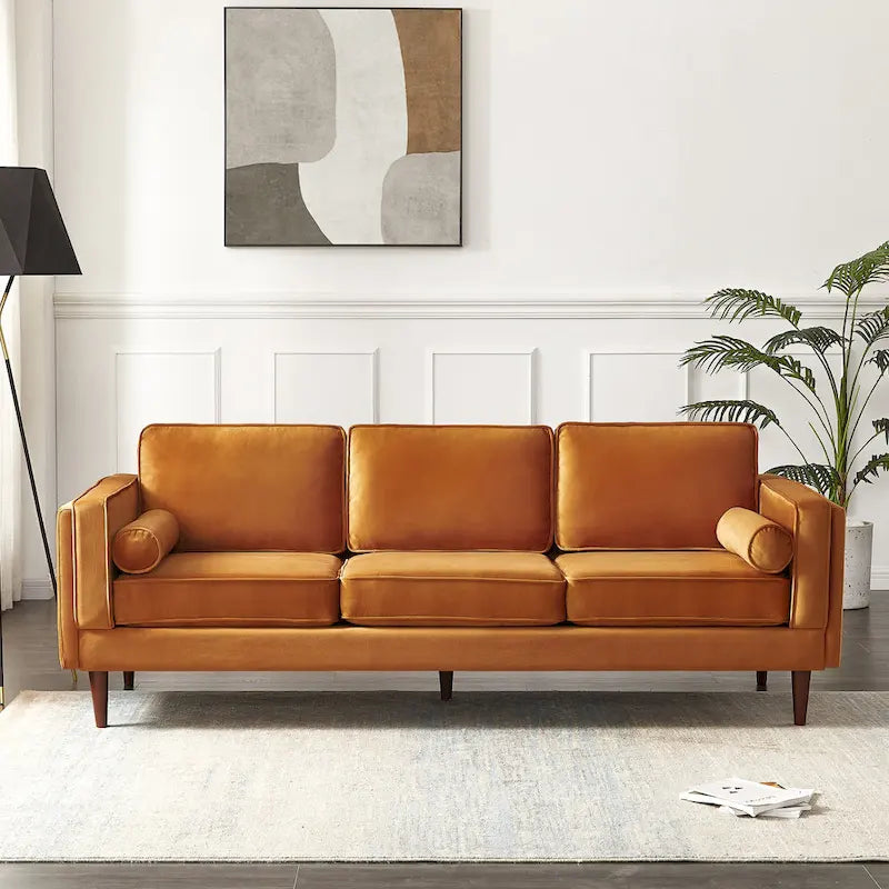 Divano in velluto moderno mid-century da 88 pollici con cuscini dello schienale reversibili