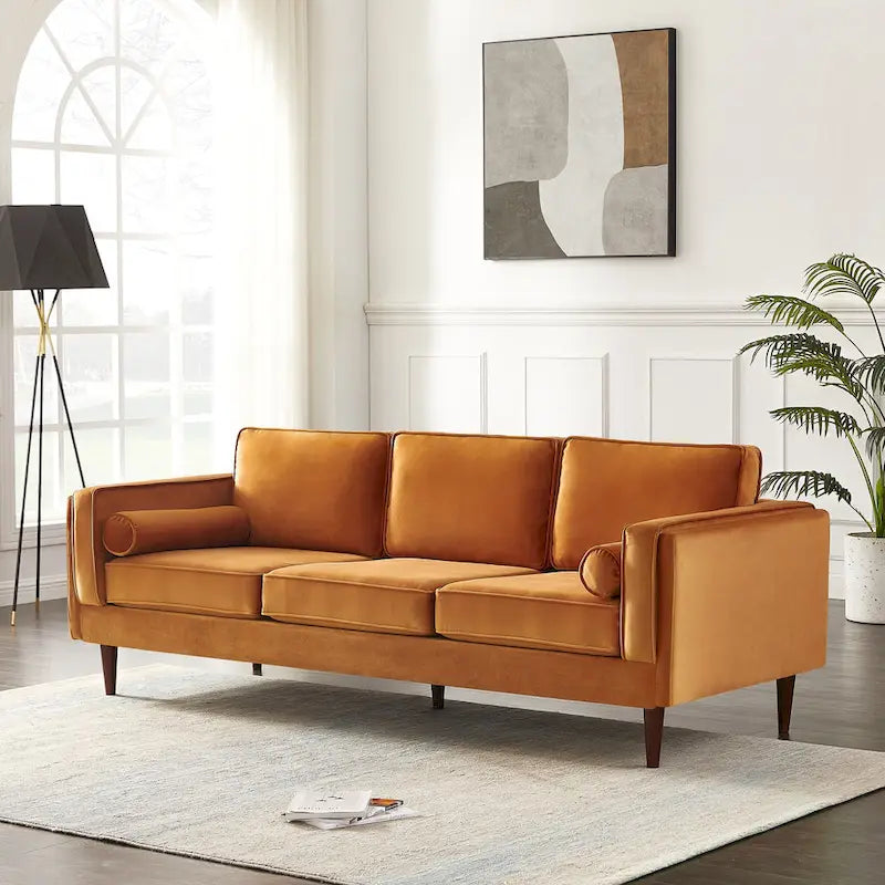 Divano in velluto moderno mid-century da 88 pollici con cuscini dello schienale reversibili
