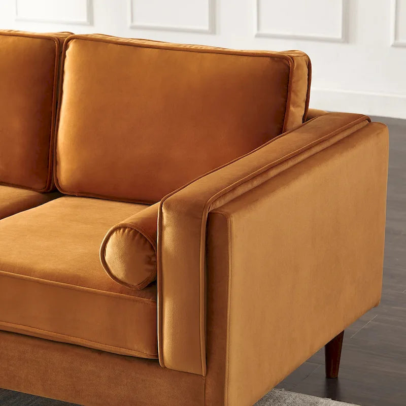 Divano in velluto moderno mid-century da 88 pollici con cuscini dello schienale reversibili