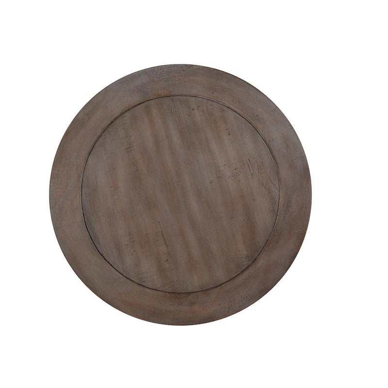 Tavolino laterale rotondo decorativo con ripiani in legno - grigio Dovetail