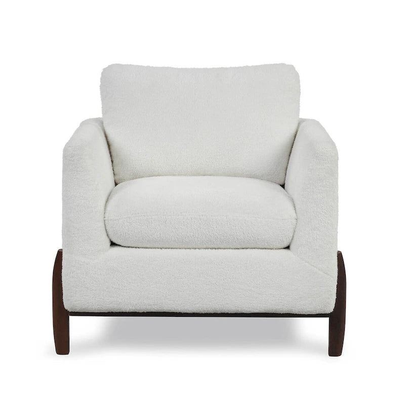 Boho-Sherpa-Sessel – getuftetes Kissen, Gestell aus Massivholz