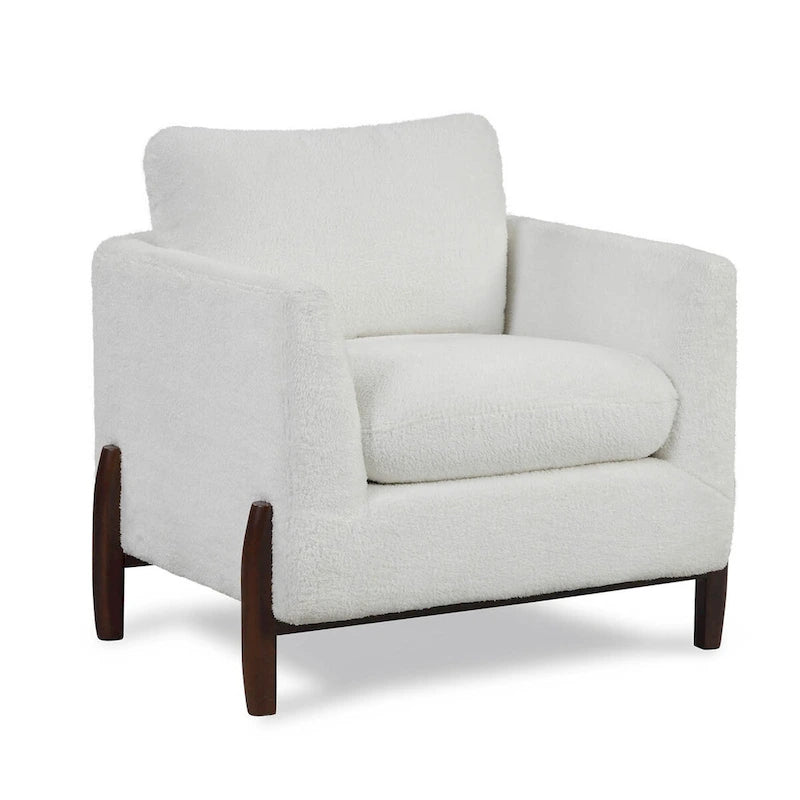 Boho-Sherpa-Sessel – getuftetes Kissen, Gestell aus Massivholz