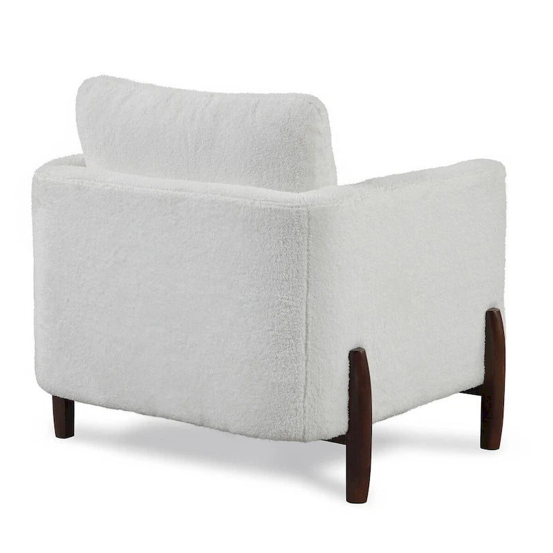 Boho-Sherpa-Sessel – getuftetes Kissen, Gestell aus Massivholz