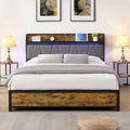 Plattformbett mit LED-Kopfteil, integrierter Ladestation und 4 Aufbewahrungsschubladen