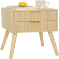 Moderner Nachttisch im Mid-Century-Stil mit 2 Schubladen und Beinen aus Massivholz