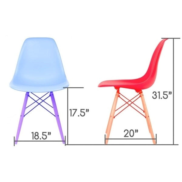 Mid-Century Modern Dining Side Chair with Black Eiffel Steel Legs – Wood Grain