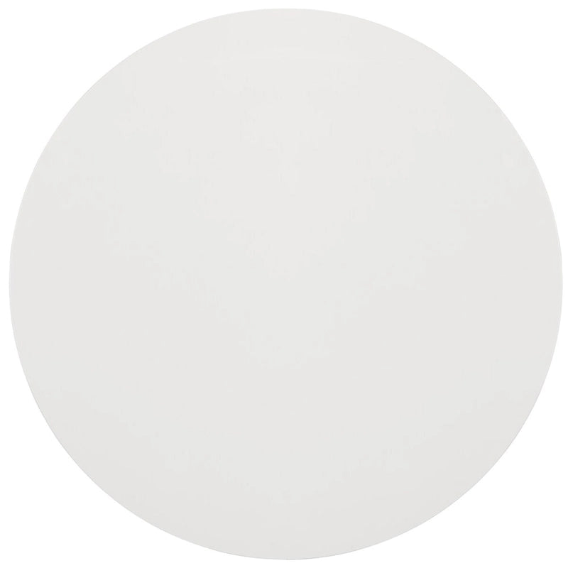 Round Glossy White Dining Table with Modern Tubular Legs