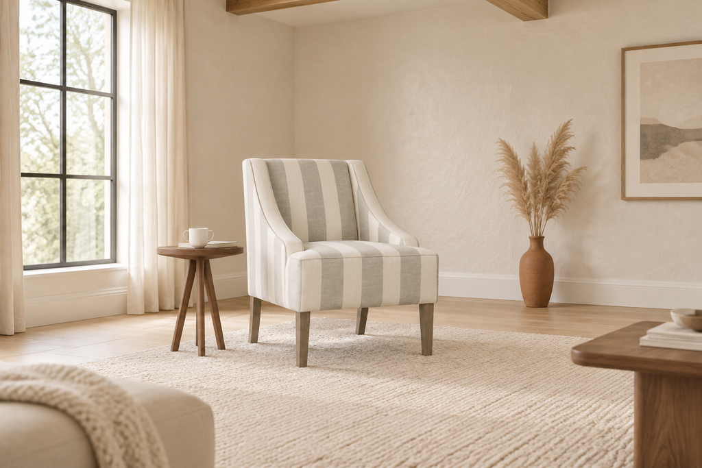 Classic Stripe Accent Chair — Wide Interior View