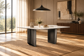 Wide-angle dining room scene without chairs