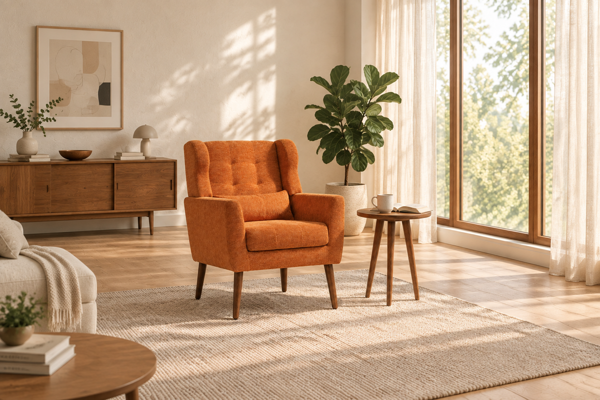 Wide View - Mid-Century Chair in Living Room